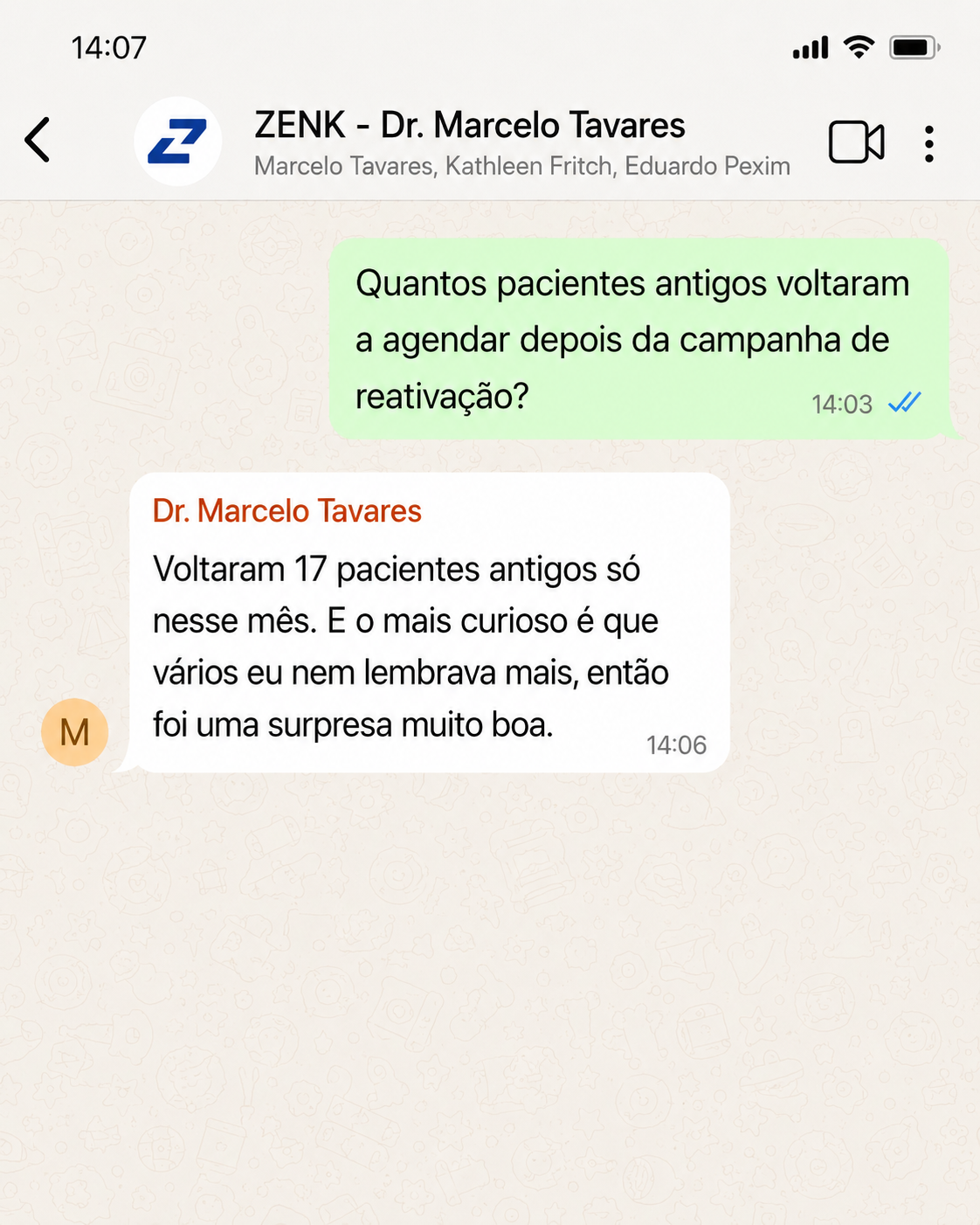 Relato de cliente no WhatsApp