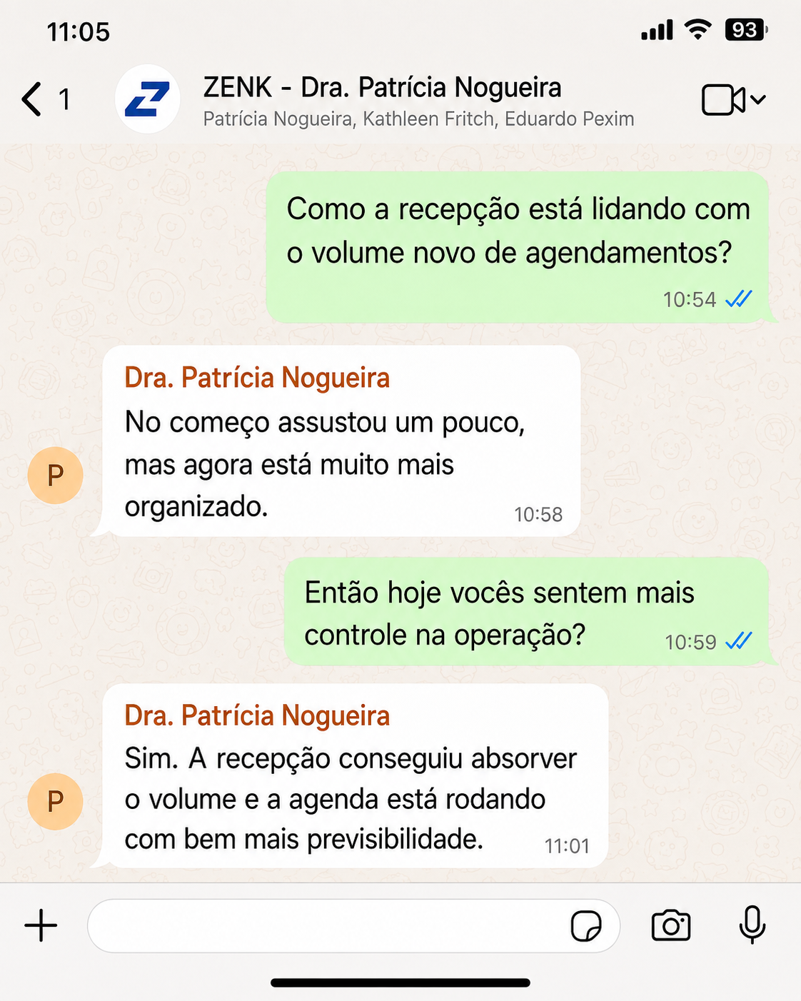 Relato de cliente no WhatsApp