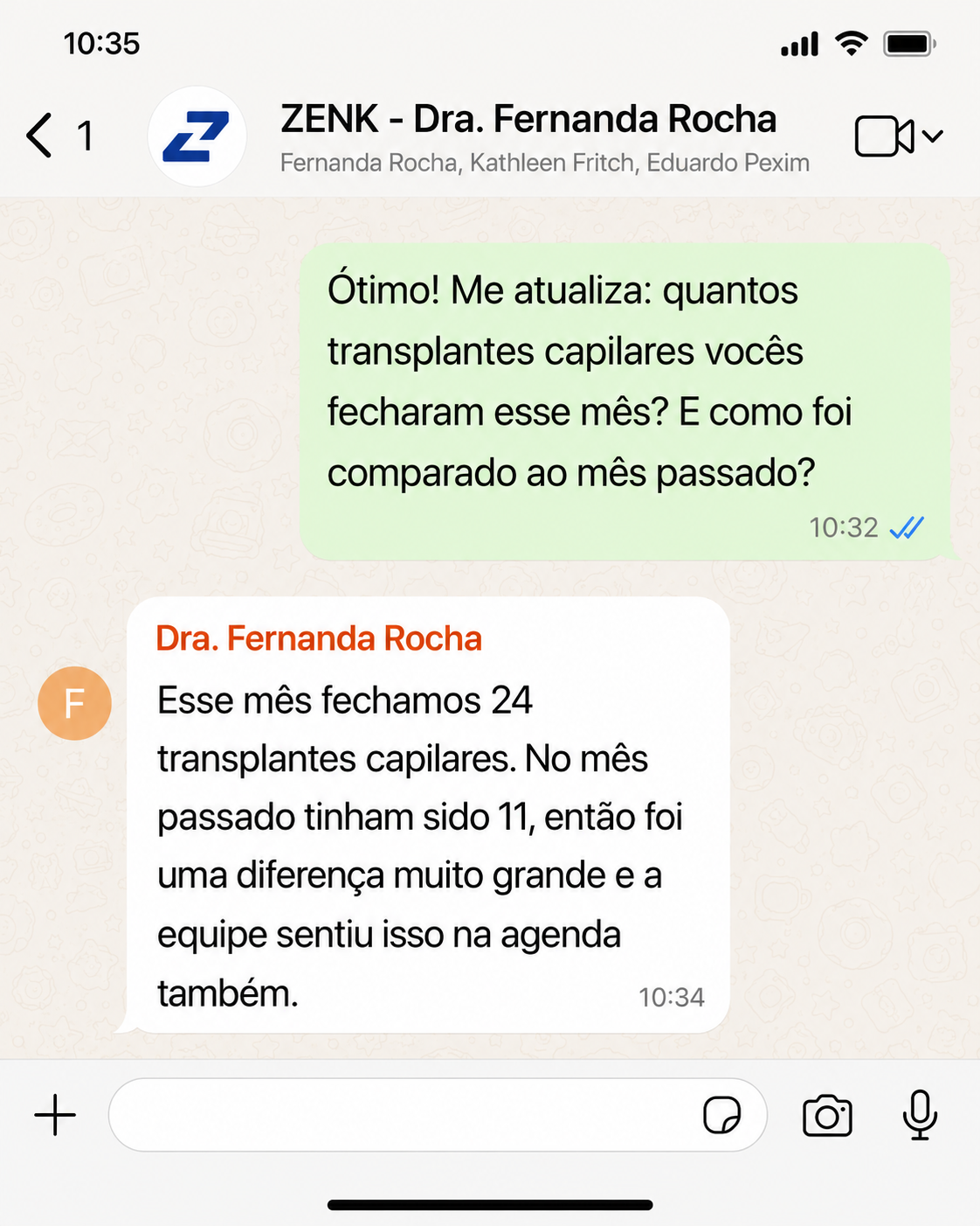 Relato de cliente no WhatsApp