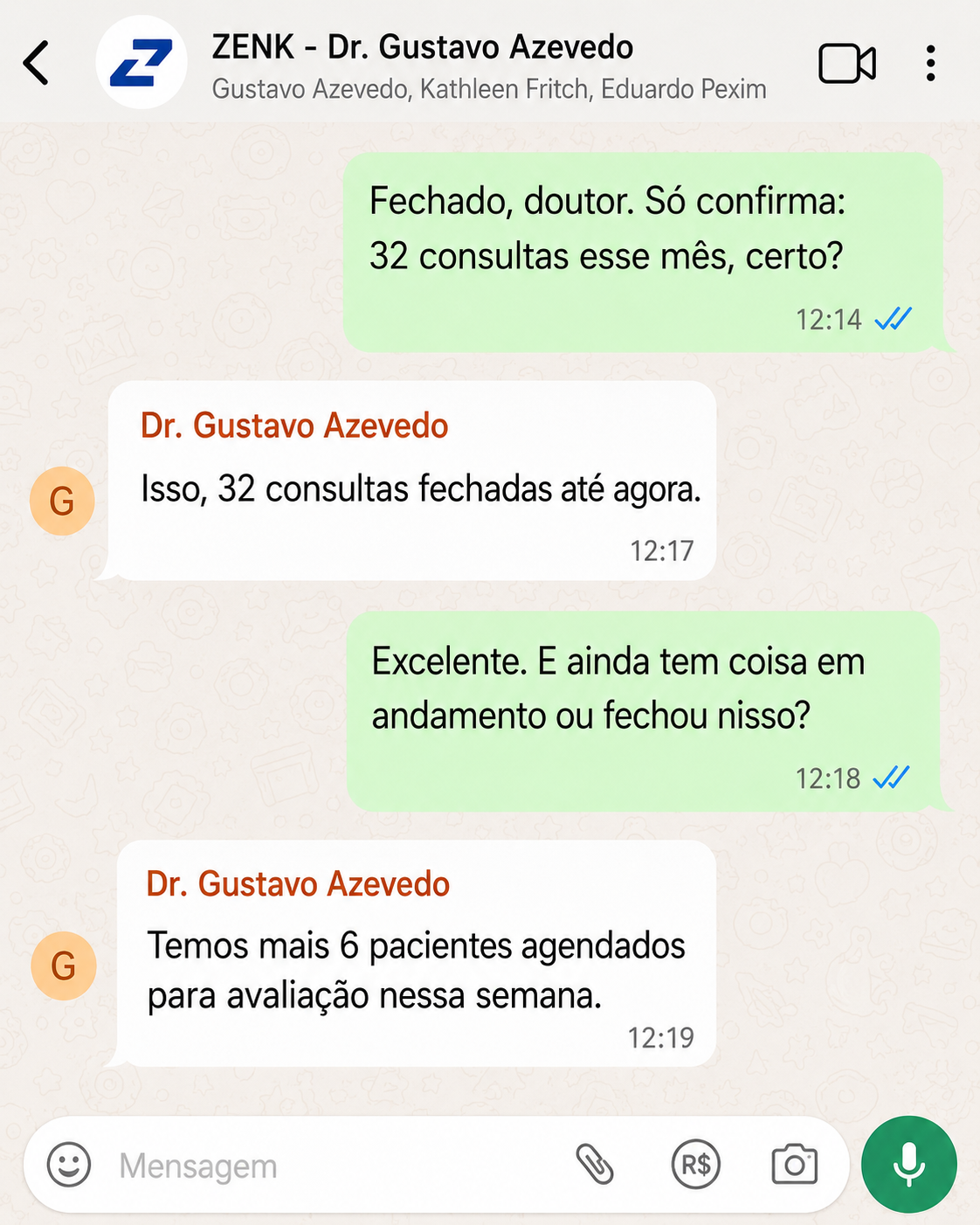 Relato de cliente no WhatsApp