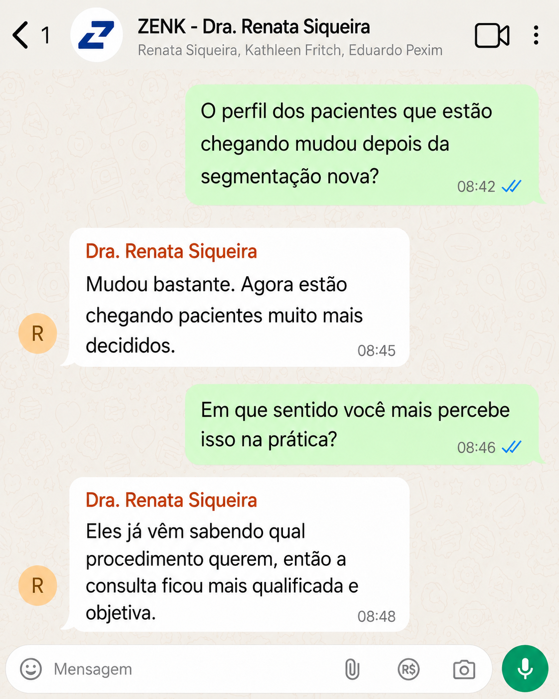 Relato de cliente no WhatsApp