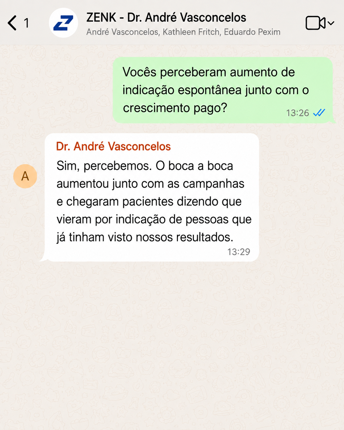 Relato de cliente no WhatsApp